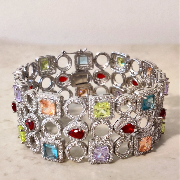 Dazzling Sterling Silver 925 Gemstones Bracelet - Picture 7 of 16